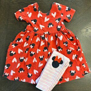 Disney X Hanna Andersson Minnie Mouse Knit Dress with Leggings, Size 3T/90cm